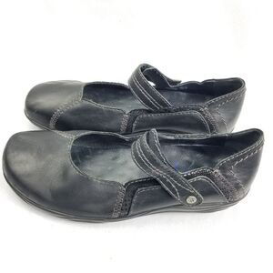 Wolky Black Leather Mary Jane Comfort flat Shoes US 9 Euro Size 39‎
